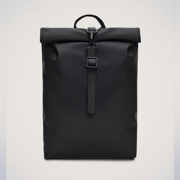 Rains Black Rolltop Backpack - Picture 1 of 13